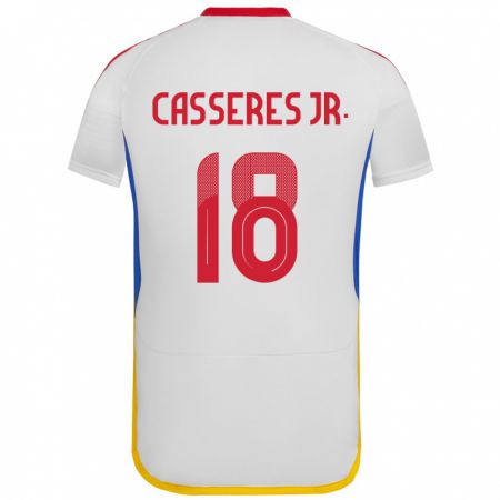 Kandiny Kinder Venezuela Cristian Cásseres Jr. #18 Weiß Auswärtstrikot Trikot 24-26 T-Shirt