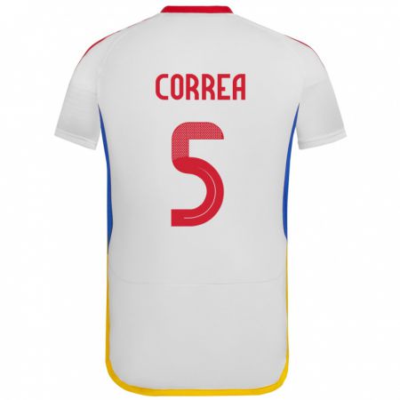 Kandiny Kinder Venezuela José Correa #5 Weiß Auswärtstrikot Trikot 24-26 T-Shirt