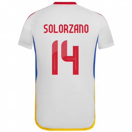 Kandiny Kinder Venezuela Fabiola Solórzano #14 Weiß Auswärtstrikot Trikot 24-26 T-Shirt