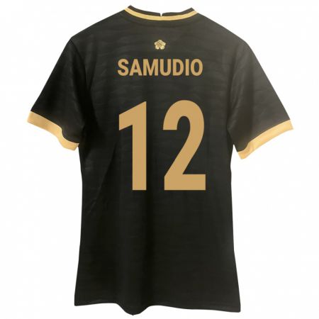 Kandiny Kinder Panama César Samudio #12 Schwarz Auswärtstrikot Trikot 24-26 T-Shirt