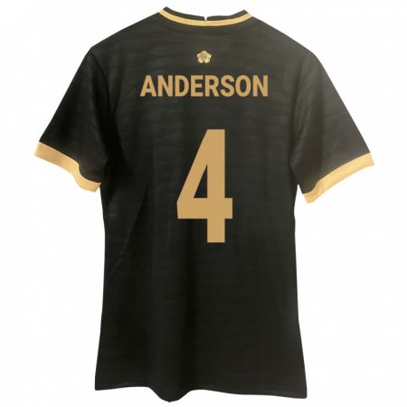 Kandiny Kinder Panama Eduardo Anderson #4 Schwarz Auswärtstrikot Trikot 24-26 T-Shirt