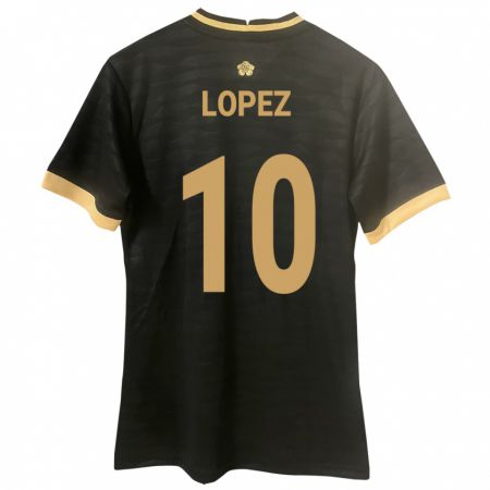 Kandiny Kinder Panama Ovidio Lopez #10 Schwarz Auswärtstrikot Trikot 24-26 T-Shirt