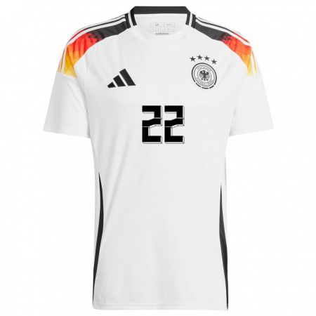 Kandiny Herren Deutschland Luca Netz #22 Weiß Heimtrikot Trikot 24-26 T-Shirt