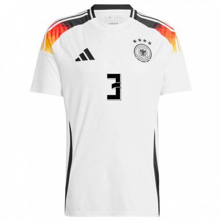 Kandiny Herren Deutschland Lukas Ullrich #3 Weiß Heimtrikot Trikot 24-26 T-Shirt