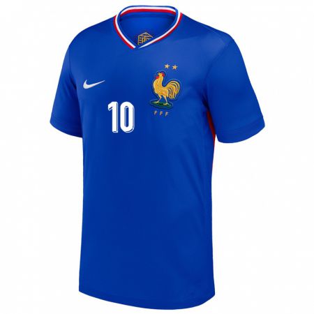 Kandiny Herren Frankreich Kylian Mbappe #10 Blau Heimtrikot Trikot 24-26 T-Shirt