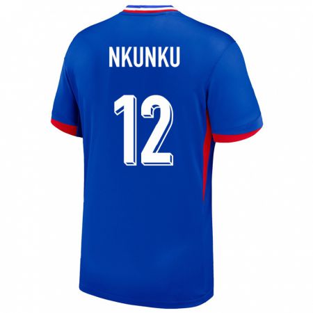 Kandiny Herren Frankreich Christopher Nkunku #12 Blau Heimtrikot Trikot 24-26 T-Shirt