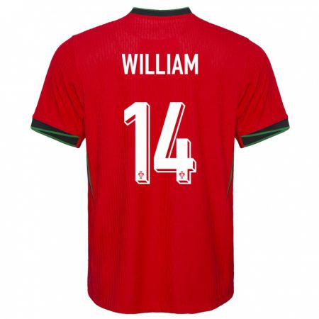 Kandiny Herren Portugal William Carvalho #14 Rot Heimtrikot Trikot 24-26 T-Shirt