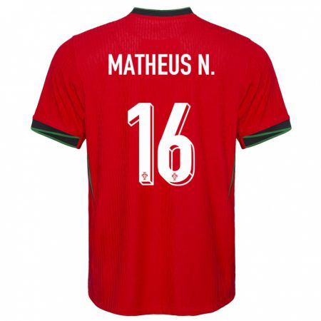 Kandiny Herren Portugal Matheus Nunes #16 Rot Heimtrikot Trikot 24-26 T-Shirt