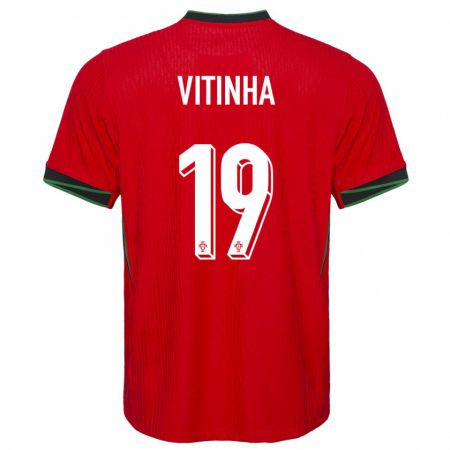 Kandiny Herren Portugal Vitinha #19 Rot Heimtrikot Trikot 24-26 T-Shirt