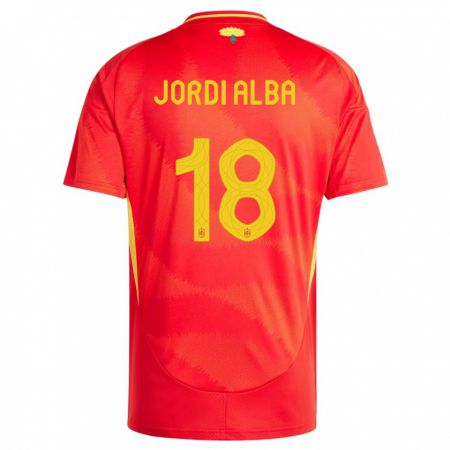 Kandiny Herren Spanien Jordi Alba #18 Rot Heimtrikot Trikot 24-26 T-Shirt