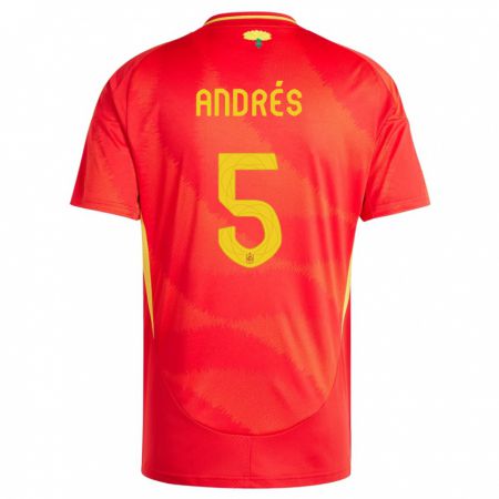 Kandiny Herren Spanien Ivana Andres #5 Rot Heimtrikot Trikot 24-26 T-Shirt