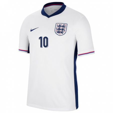 Kandiny Herren England Jude Bellingham #10 Weiß Heimtrikot Trikot 24-26 T-Shirt