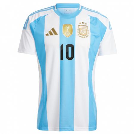 Kandiny Herren Argentinien Lionel Messi #10 Weiß Blau Heimtrikot Trikot 24-26 T-Shirt