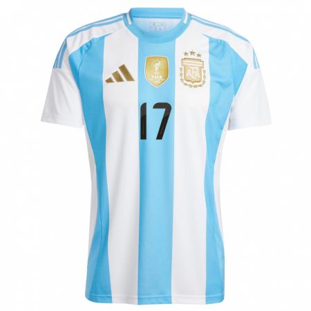 Kandiny Herren Argentinien Joaquin Correa #17 Weiß Blau Heimtrikot Trikot 24-26 T-Shirt
