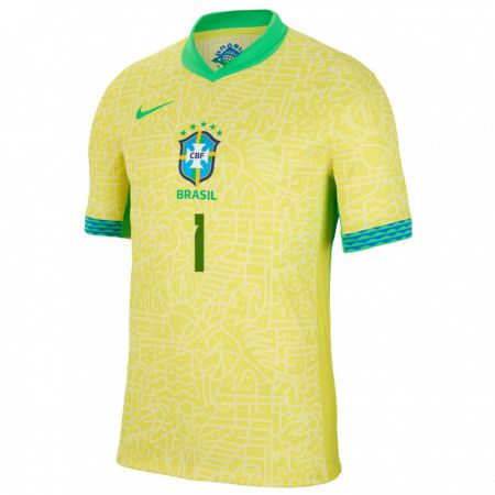 Kandiny Herren Brasilien Marcelo Eraclito #1 Gelb Heimtrikot Trikot 24-26 T-Shirt
