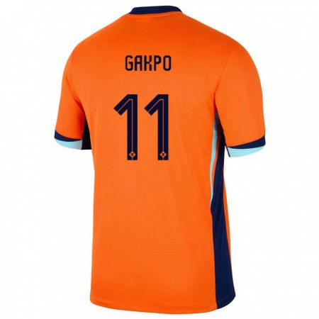 Kandiny Herren Niederlande Cody Gakpo #11 Orange Heimtrikot Trikot 24-26 T-Shirt