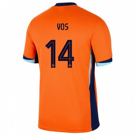 Kandiny Herren Niederlande Silvano Vos #14 Orange Heimtrikot Trikot 24-26 T-Shirt