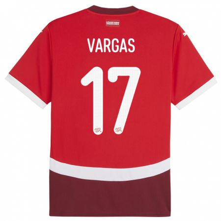 Kandiny Herren Schweiz Ruben Vargas #17 Rot Heimtrikot Trikot 24-26 T-Shirt