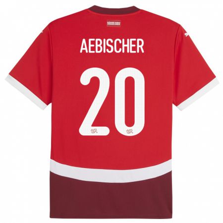 Kandiny Herren Schweiz Michel Aebischer #20 Rot Heimtrikot Trikot 24-26 T-Shirt