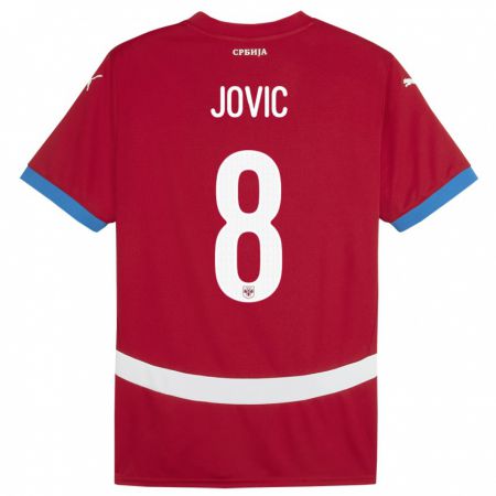 Kandiny Herren Serbien Luka Jovic #8 Rot Heimtrikot Trikot 24-26 T-Shirt