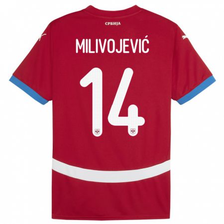 Kandiny Herren Serbien Vesna Milivojevic #14 Rot Heimtrikot Trikot 24-26 T-Shirt