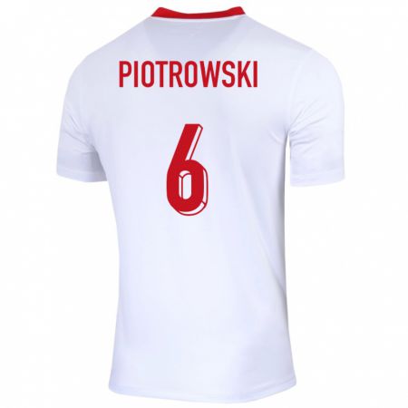 Kandiny Herren Polen Jakub Piotrowski #6 Weiß Heimtrikot Trikot 24-26 T-Shirt