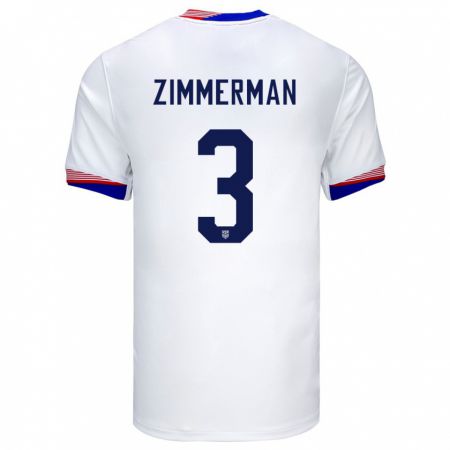 Kandiny Herren Vereinigte Staaten Walker Zimmerman #3 Weiß Heimtrikot Trikot 24-26 T-Shirt