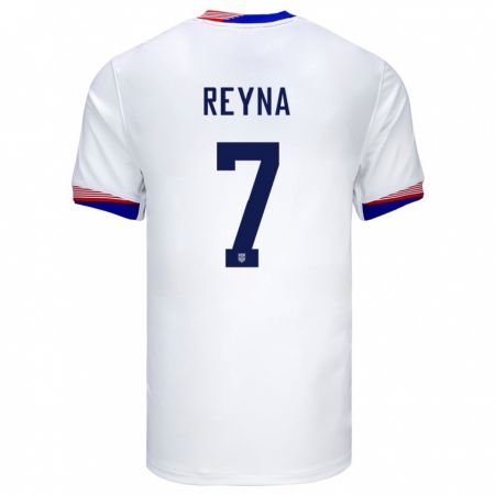 Kandiny Herren Vereinigte Staaten Giovanni Reyna #7 Weiß Heimtrikot Trikot 24-26 T-Shirt