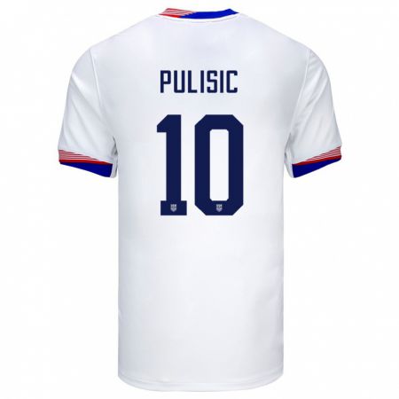 Kandiny Herren Vereinigte Staaten Christian Pulisic #10 Weiß Heimtrikot Trikot 24-26 T-Shirt