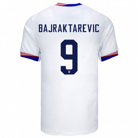 Kandiny Herren Vereinigte Staaten Esmir Bajraktarevic #9 Weiß Heimtrikot Trikot 24-26 T-Shirt