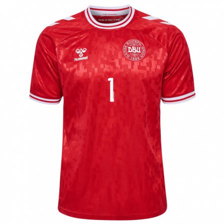 Kandiny Herren Dänemark Bertil Grönkjaer #1 Rot Heimtrikot Trikot 24-26 T-Shirt