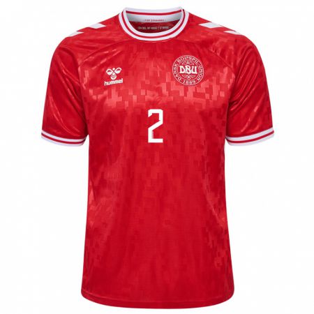 Kandiny Herren Dänemark Oliver Svendsen #2 Rot Heimtrikot Trikot 24-26 T-Shirt