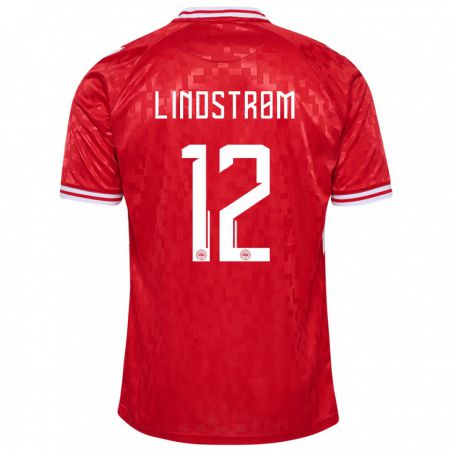 Kandiny Herren Dänemark Jesper Lindstrøm #12 Rot Heimtrikot Trikot 24-26 T-Shirt