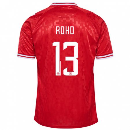 Kandiny Herren Dänemark Emil Rohd #13 Rot Heimtrikot Trikot 24-26 T-Shirt