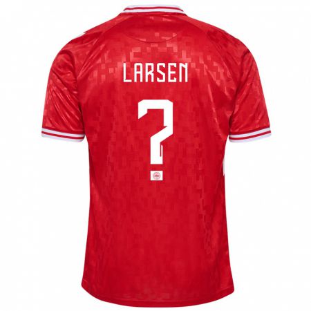 Kandiny Herren Dänemark Sander Larsen #0 Rot Heimtrikot Trikot 24-26 T-Shirt