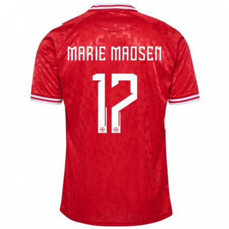 Kandiny Herren Dänemark Rikke Marie Madsen #17 Rot Heimtrikot Trikot 24-26 T-Shirt