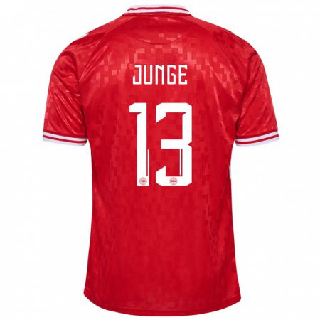 Kandiny Herren Dänemark Sofie Junge #13 Rot Heimtrikot Trikot 24-26 T-Shirt