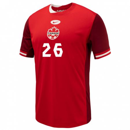 Kandiny Herren Kanada Luca Koleosho #26 Rot Heimtrikot Trikot 24-26 T-Shirt