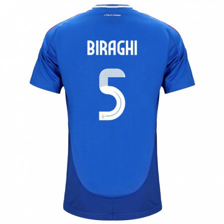 Kandiny Herren Italien Cristiano Biraghi #5 Blau Heimtrikot Trikot 24-26 T-Shirt