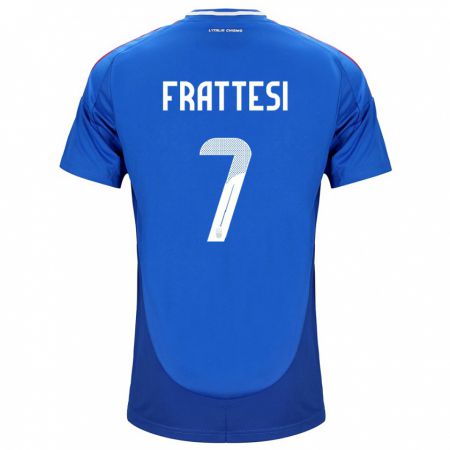 Kandiny Herren Italien Davide Frattesi #7 Blau Heimtrikot Trikot 24-26 T-Shirt