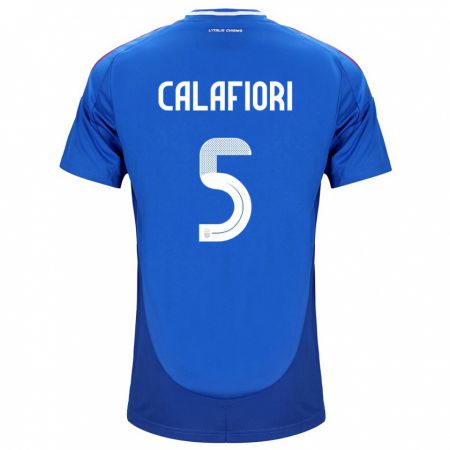 Kandiny Herren Italien Riccardo Calafiori #5 Blau Heimtrikot Trikot 24-26 T-Shirt