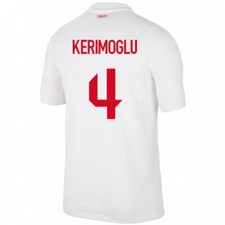 Kandiny Herren Türkei Zeynap Kerimoğlu #4 Weiß Heimtrikot Trikot 24-26 T-Shirt