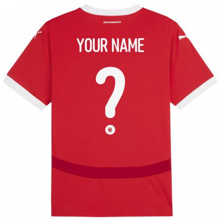 Kandiny Herren Österreich Ihren Namen #0 Rot Heimtrikot Trikot 24-26 T-Shirt