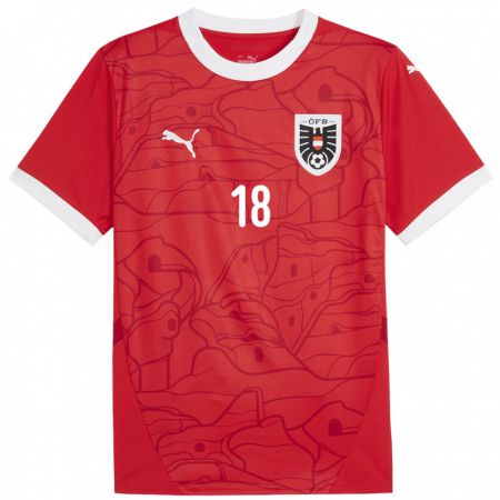 Kandiny Herren Österreich Julia Hickelsberger-Füller #18 Rot Heimtrikot Trikot 24-26 T-Shirt