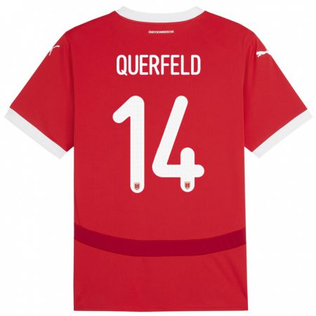 Kandiny Herren Österreich Leopold Querfeld #14 Rot Heimtrikot Trikot 24-26 T-Shirt