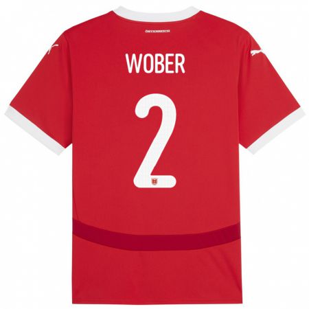 Kandiny Herren Österreich Maximilian Wöber #2 Rot Heimtrikot Trikot 24-26 T-Shirt