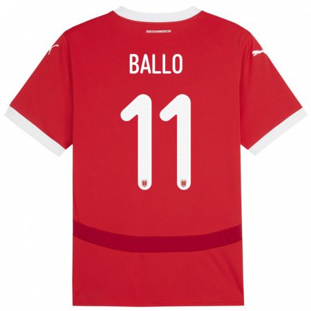 Kandiny Herren Österreich Thierno Ballo #11 Rot Heimtrikot Trikot 24-26 T-Shirt