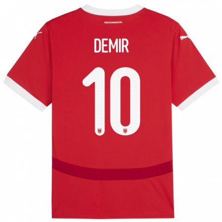 Kandiny Herren Österreich Yusuf Demir #10 Rot Heimtrikot Trikot 24-26 T-Shirt