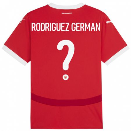 Kandiny Herren Österreich Ryan Rodriguez German #0 Rot Heimtrikot Trikot 24-26 T-Shirt