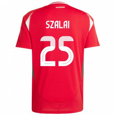 Kandiny Herren Ungarn Gábor Szalai #25 Rot Heimtrikot Trikot 24-26 T-Shirt